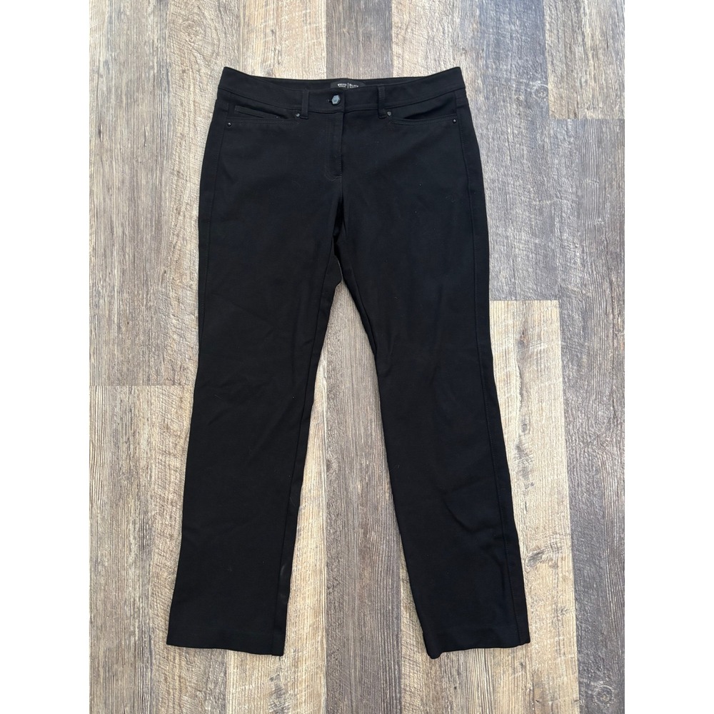 White House Black Market Slim Leg Pants Black Stretch Ponte Trousers 6 Slim